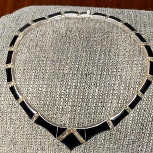 Taxco Onyx 950 Sterling Necklace 17.5" Mexico Mexican Black Silver Vintage Jewel